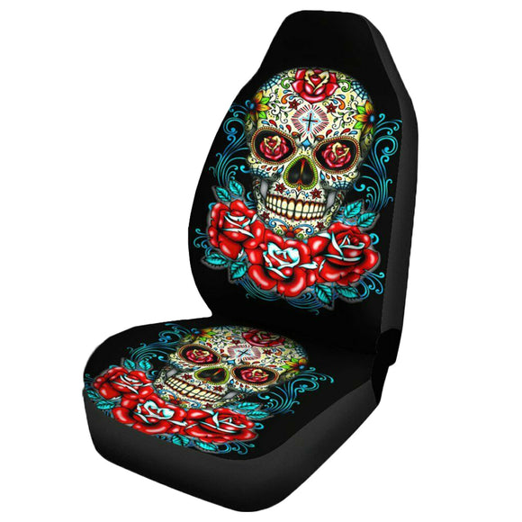 Universal Skull Flower Polyester Car Seat Cover Vehicle Seat Cushion Protector