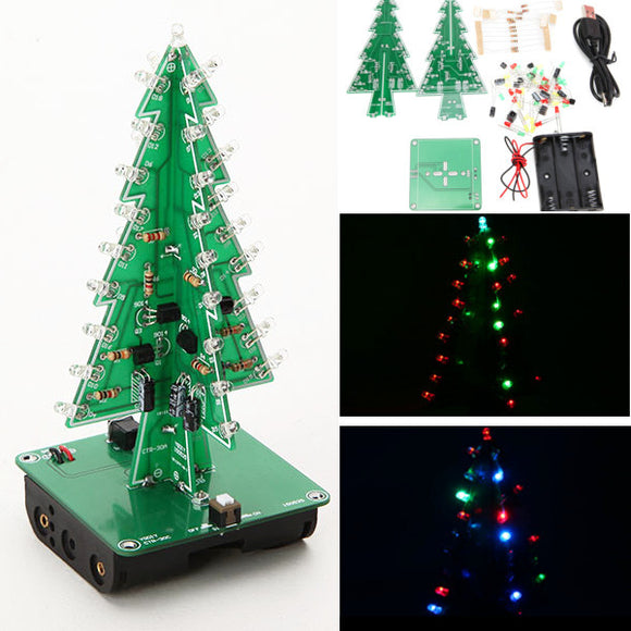 5Pcs Geekcreit DIY Christmas Tree LED Flash Kit 3D Electronic Learning Kit