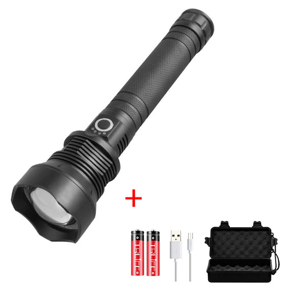 XANES P70 4000 Lumens 18650 Battery Zoomable Flashlight 3 Modes Waterproof Work Lamp With USB Cable 2xBattery Storage Box