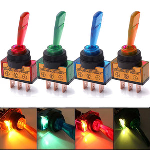 12V Light Illuminated Flick Toggle Switch Car Boat Dashboard Panel