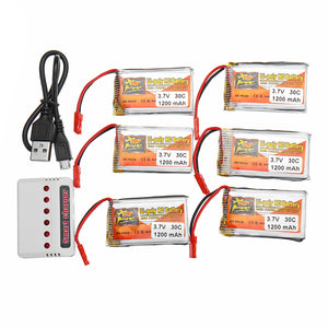 6PCS ZOP POWER 3.7V 1200mAh 30C 1S Lipo Battery JST Plug With Charger For RC Models