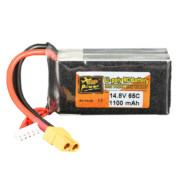 ZOP Power 14.8V 1100mAh 65C 4S Lipo Battery XT60 Plug