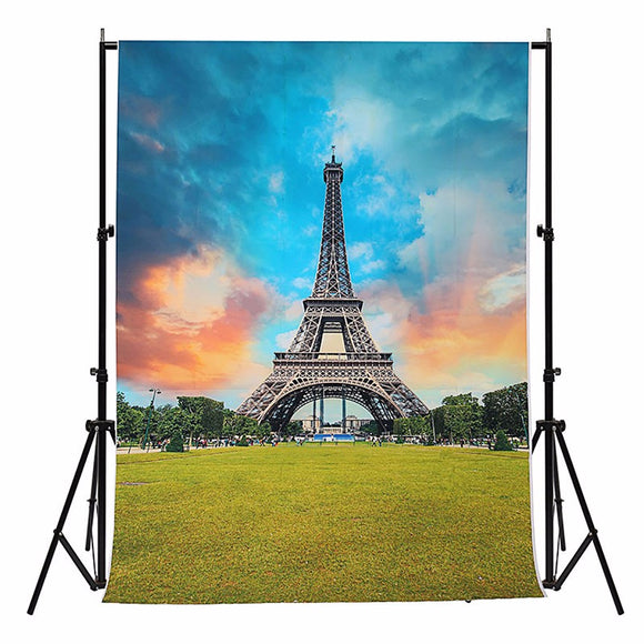 5x7FT Vinyl Eiffel Tower Blue Sky Photography Background Backdrop Studio Prop