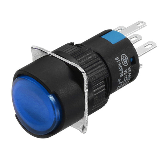 Machifit LAY16-11 DC 12V 16mm Momentary Switch 6 Pin Push Button Swith Blue