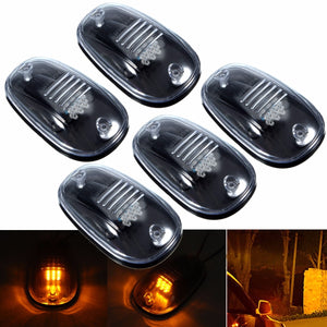 5pcs Cab Roof Top Running LED Marker Lamps Amber Light Black Plastic Clear Lens