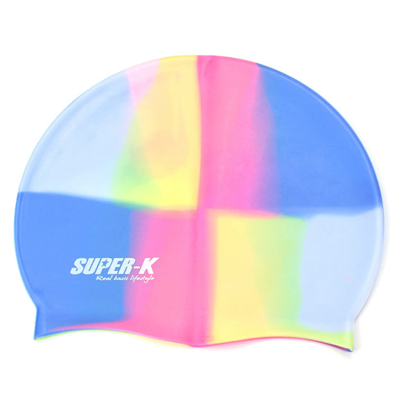 SUPER-K Swimming Cap Summer Colorful Waterproof Unisex Swim Caps