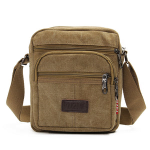 Men Casual Retro Canvas Shoulderbags Multi Pocket Crossbody Bags