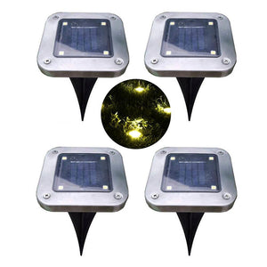 Solar Power 4 LED Buried Light Ground Lamp Cool/Warm White Outdoor Path Garden Decking Underground Lamp