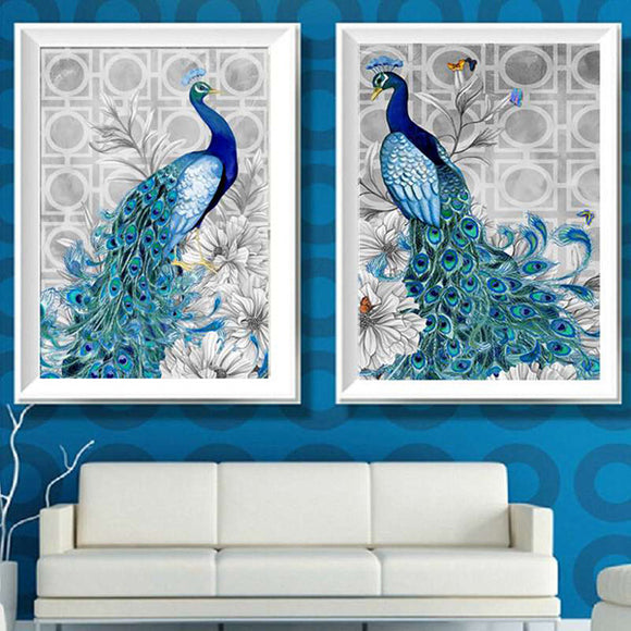 40x58m DIY Peacock Animal 5D Diamond Painting Resin Rhinestone Cross Stitch Kits