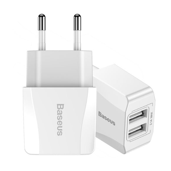 Baseus Mini 5V 2.1A Mini Dual USB EU Plug Travel Wall Charger For iPhone X 8 Samsung Xiaomi