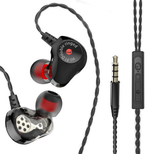 [Dual Dynamic Drivers] HiFi 4 Drivers Earphone Sports 3.5mm Wired In-ear Stereo Headphone with Mic