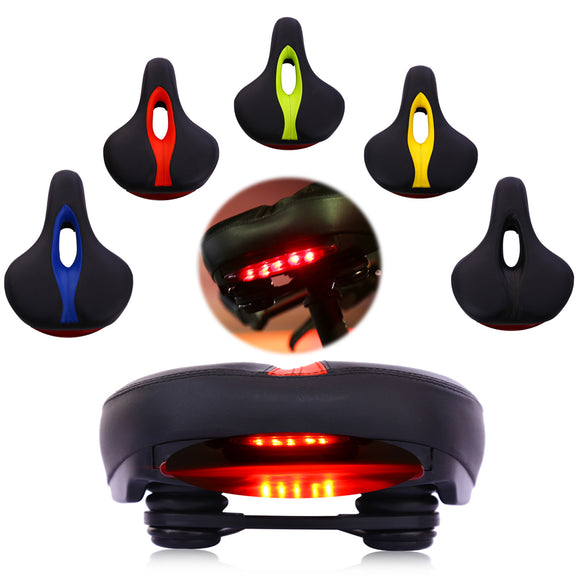 BIKIGHT MTB Bike Comfort Saddle Cushion Pad Seat Bicycle Cycling LED Tail Flashing Light