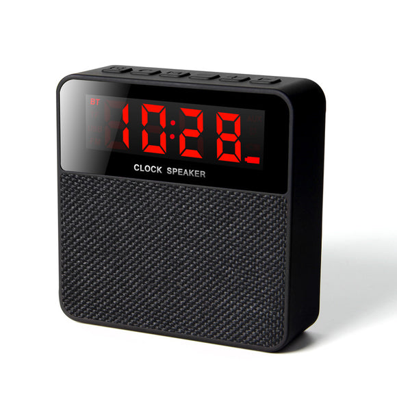 Bakeey FS6 Fabric Alarm Clock FM Radio TF Card Aux-in Bluetooth Speaker with Mic for Mobile phone