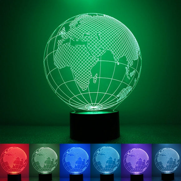 3D Earth Globe Night Light 7 Color Changing USB LED Table Lamp Home Decor