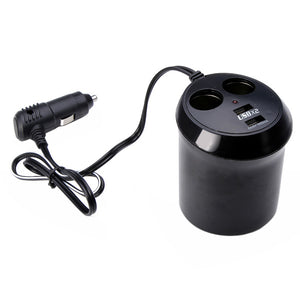 Car Cigarette Lighter Dual USB Charger Socket Cup Holder Adapter