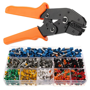 Electrical Ratchet Crimping Pliers Tool with 800 Wire Stripper Crimper Terminal Kit