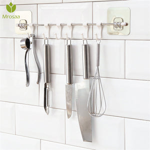 Stainless Steel 6-Link Hook Multi-Function Adjustable Kitchen Storage Six-Row Hook Home Hook