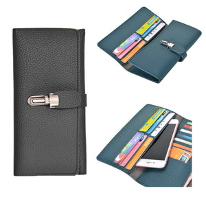 Litchi Pattern Retro Multifunctional PU Wallet Purse HandBag With Buckle For Smartphone