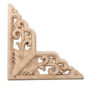 Wood Carving Applique Unpainted Onlay Door Corner Cabinet Furniture Wood Carving Decor 8x8cm