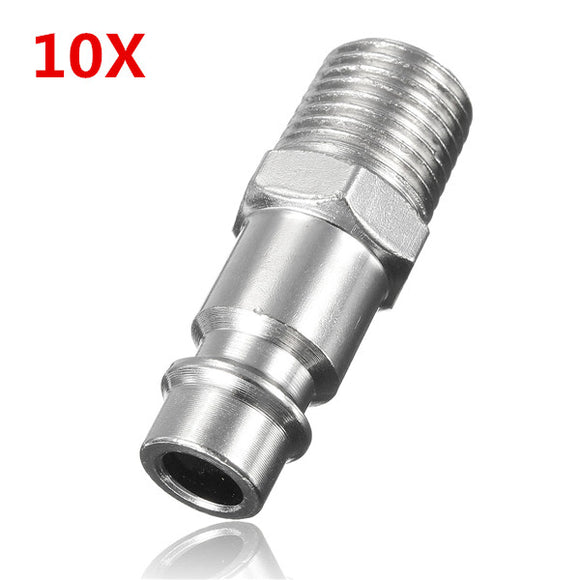 10Pcs 1/4 BSP Male Thread Hose Adapter Plug Compressor Quick Coupling Connector 10mm