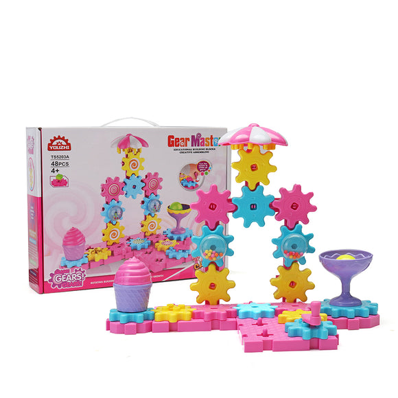 MoFun TS5203A-2 Girl Theme DIY Assembled Hand Rotating Gear Assembly Blocks Set 48PCS Educational Toys