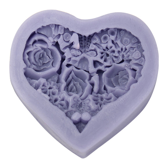 3D Heart Rose Flower Silicone Chocolate Mold Fondant Candle Soap Mold