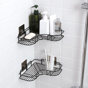 Black/White Nordic Simple Punch-free Wrought Iron Storage Rack Bathroom Kitchen Organizer