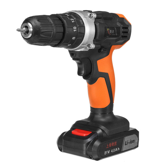 21V 4000mAh Cordless Rechargeable Power Drills 18+3 Electric Screw Driver with 1 Li-ion Battery