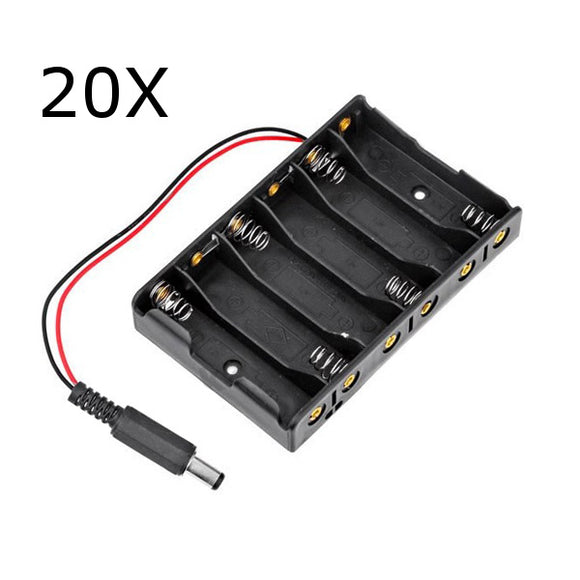 20Pcs 6*AA Battery Case Storage Holder With DC2.1 Power Jack For Arduino