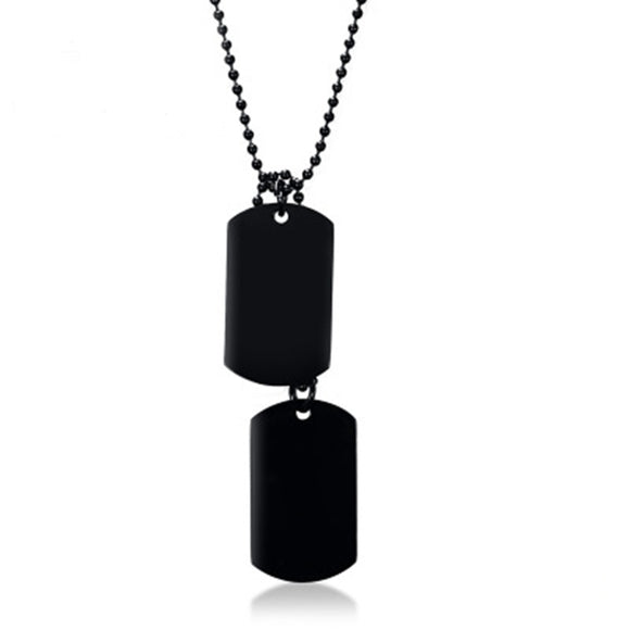 Men Stainless Steel Hangtag Pendant Chain Trendy Black Plating Necklace