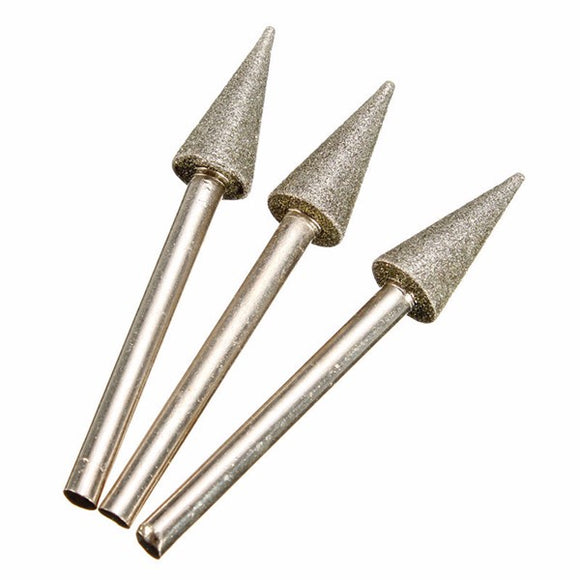 3pcs 3mm Shank Emery Grinding Head Cone Shape Electric Grinding Wheel for Dremel