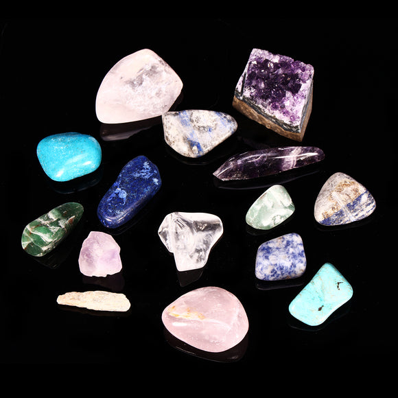 Natural Stone Collection Box Mix Gems Crystals Mineral Specimens Rock Decoration