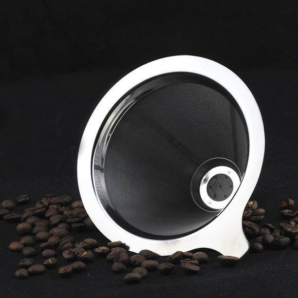 Stainless Steel Pour Over Cone Coffee Dripper Double Layer Mesh Filter Paperless Home Kitchen Helper