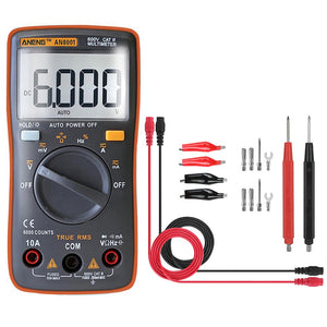 ANENG AN8001 Orange Professional True RMS Digital Multimeter 6000 Counts Backlight AC/DC Ammeter Voltmeter Resistance Capacitance Frequency Tester + Test Lead Set