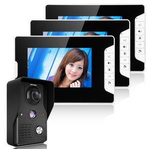 ENNIOSY813MK13 7inch TFT LCD Video Door Phone Doorbell Intercom Kit 1 Camera 3 Monitors Night Vision