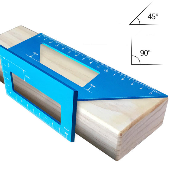 Alloy Woodworking Scriber T Ruler Multifunctional 45/90 Degree Angle Ruler Blue