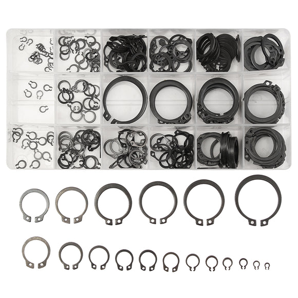 Suleve MXMR1 300Pcs 3-32mm Assorted External Circlip Snap Ring C-Clip Repairs Parts Case Box