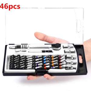 JACKLY 46PCS HT03449CR Dual-end Ratchet Universal Socket Screwdriver Handy Repairing Tool Kit