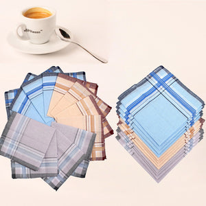 12Pcs Cotton Men Pocket Handkerchief Square Hanky For Wedding Party