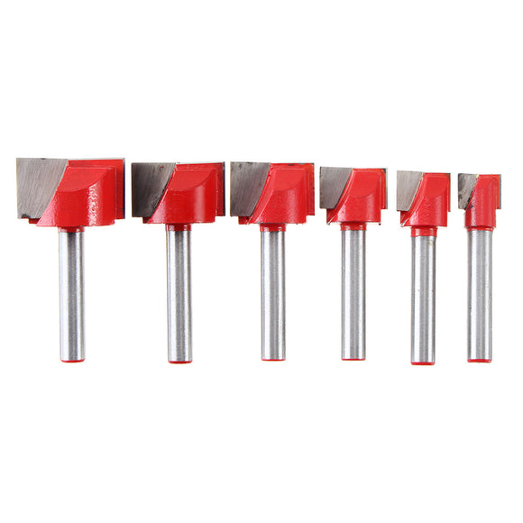 6pcs 10/13/16/20/22/25mm Surface Planing Bottom Cleaning Wood Milling CNC Router Bit Woodworking Tools