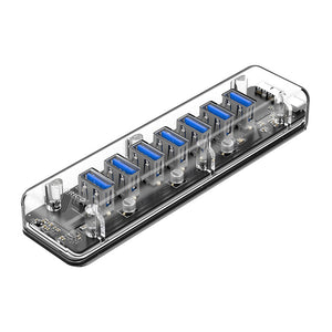 Orico F7U Transparent 7-Port USB 3.0 Hub with Dual-port Power Supply