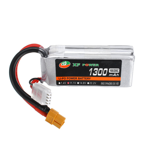 XF POWER 11.1V 1300mAh 100C/200C 3S Lipo Battery T60 Plug for RC Racing Drone