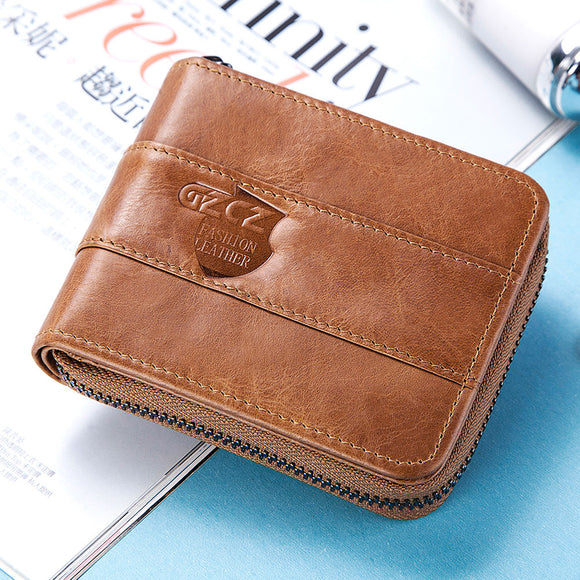 Men RFID Antimagnetic Genuine Leather Vintage Fashion 13 Card Slots Coin Bag Wallet