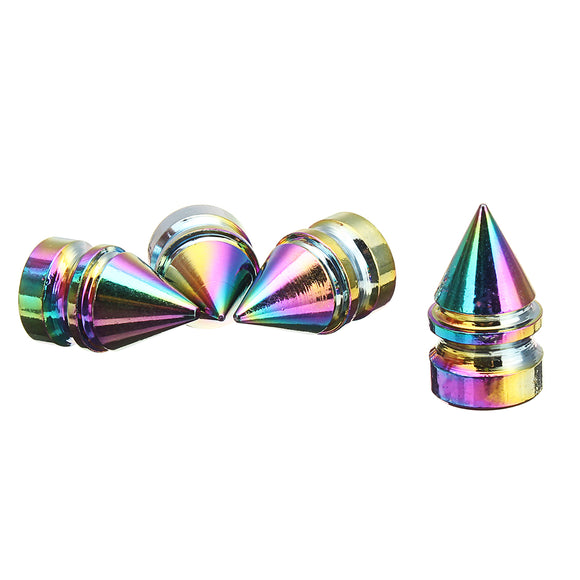 4Pcs Neo Multi Color Spiked Valve Stem Cap Aluminum Tire Air Wheel