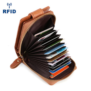 Men Genuine Leather RFID Anti-magnetic Vintage Casual 15 Card Slots Wallet