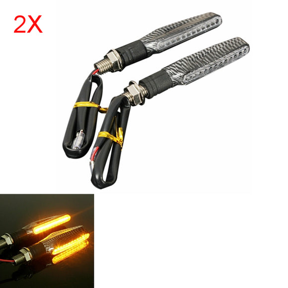 4pcs Motorcycle LED Turn Signal Indicator Blinkers Amber Light Carbon Body Shell