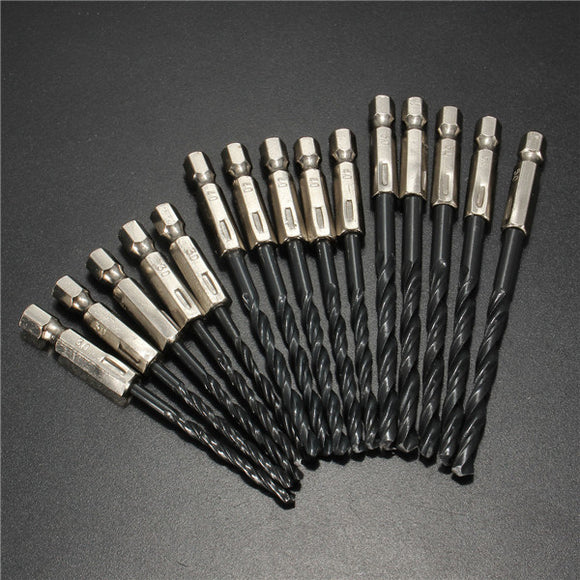 15pcs 3/4/5mm HSS 1/4 Inch Hex Shank Twist Drill Bit