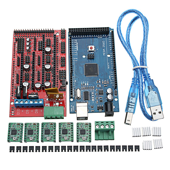 MEGA 2560 R3 With USB Cable + RAMPS 1.4 RepRa + A4988 Drivers 3D Printer Kit For Arduino