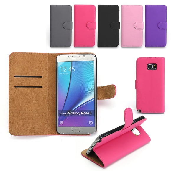 PU Leather Flip Wallet Card Slot Braceket Case For Samsung Galaxy Note 5