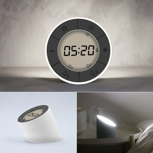 2 In 1 Multifunctional Digital Alarm Clock LED Night Light Overturn Clock Atmosphere Lamp